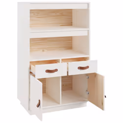 vidaXL Solid Wood Pine Highboard Wooden Buffet Cabinet Cupboard Multi Colours - White - Additional view 6