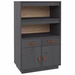 vidaXL Solid Wood Pine Highboard Wooden Buffet Cabinet Cupboard Multi Colours - Grey