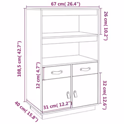 vidaXL Solid Wood Pine Highboard Wooden Buffet Cabinet Cupboard Multi Colours - Grey