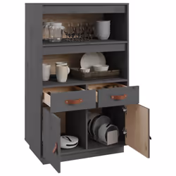 vidaXL Solid Wood Pine Highboard Wooden Buffet Cabinet Cupboard Multi Colours - Grey - Additional view 4