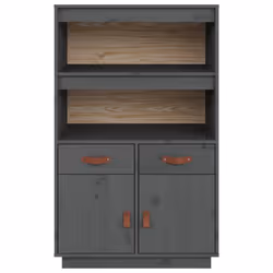 vidaXL Solid Wood Pine Highboard Wooden Buffet Cabinet Cupboard Multi Colours - Grey - Additional view 5