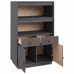 vidaXL Solid Wood Pine Highboard Wooden Buffet Cabinet Cupboard Multi Colours - Grey - Additional view 6
