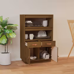 vidaXL Solid Wood Pine Highboard Wooden Buffet Cabinet Cupboard Multi Colours - Honey brown