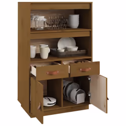 vidaXL Solid Wood Pine Highboard Wooden Buffet Cabinet Cupboard Multi Colours - Honey brown - Additional view 4