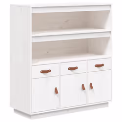 vidaXL Solid Wood Pine Highboard Sideboard Storage Cupboard Multi Colours - White