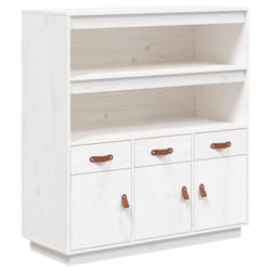 vidaXL Solid Wood Pine Highboard Sideboard Storage Cupboard Multi Colours - White