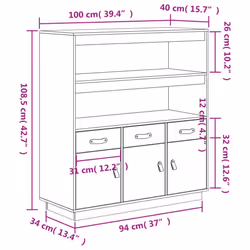 vidaXL Solid Wood Pine Highboard Sideboard Storage Cupboard Multi Colours - White