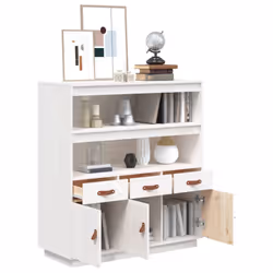 vidaXL Solid Wood Pine Highboard Sideboard Storage Cupboard Multi Colours - White - Additional view 4