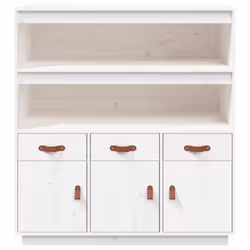 vidaXL Solid Wood Pine Highboard Sideboard Storage Cupboard Multi Colours - White - Additional view 5