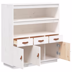 vidaXL Solid Wood Pine Highboard Sideboard Storage Cupboard Multi Colours - White - Additional view 6