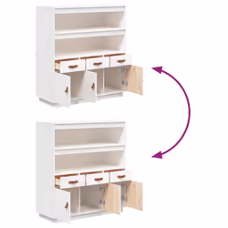 vidaXL Solid Wood Pine Highboard Sideboard Storage Cupboard Multi Colours - White - Additional view 9