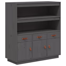 vidaXL Solid Wood Pine Highboard Sideboard Storage Cupboard Multi Colours - Grey