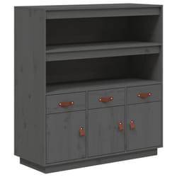 vidaXL Solid Wood Pine Highboard Sideboard Storage Cupboard Multi Colours - Grey