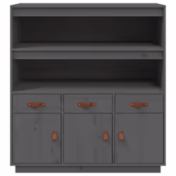 vidaXL Solid Wood Pine Highboard Sideboard Storage Cupboard Multi Colours - Grey - Additional view 5