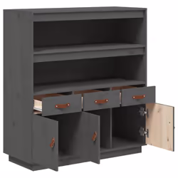vidaXL Solid Wood Pine Highboard Sideboard Storage Cupboard Multi Colours - Grey - Additional view 6