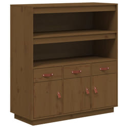 vidaXL Solid Wood Pine Highboard Sideboard Storage Cupboard Multi Colours - Honey brown