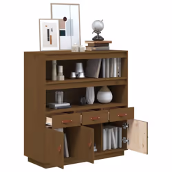 vidaXL Solid Wood Pine Highboard Sideboard Storage Cupboard Multi Colours - Honey brown - Additional view 4