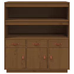 vidaXL Solid Wood Pine Highboard Sideboard Storage Cupboard Multi Colours - Honey brown - Additional view 5