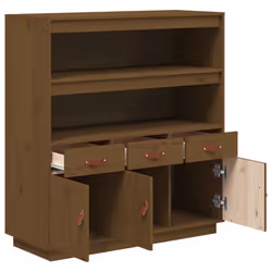 vidaXL Solid Wood Pine Highboard Sideboard Storage Cupboard Multi Colours - Honey brown - Additional view 6