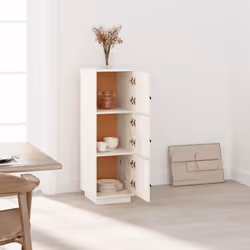 vidaXL Solid Wood Pine Highboard Sideboard Storage Cupboard Multi Colours - White