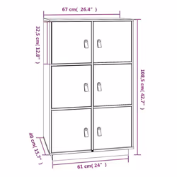 vidaXL Solid Wood Pine Highboard High Sideboard Buffet Cupboard Multi Colours - White - Additional view 8