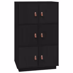 vidaXL Solid Wood Pine Highboard High Sideboard Buffet Cupboard Multi Colours - Black
