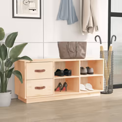 vidaXL Solid Wood Pine Shoe Bench Shoe Storage Cabinet Unit Rack Multi Colours - brown