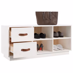 vidaXL Solid Wood Pine Shoe Bench Shoe Storage Cabinet Unit Rack Multi Colours - white - Additional view 4