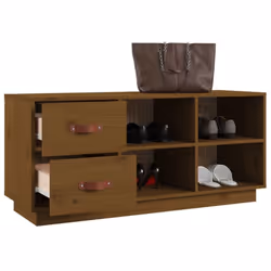 vidaXL Solid Wood Pine Shoe Bench Shoe Storage Cabinet Unit Rack Multi Colours - honey brown - Additional view 4