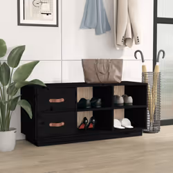 vidaXL Solid Wood Pine Shoe Bench Shoe Storage Cabinet Unit Rack Multi Colours - black