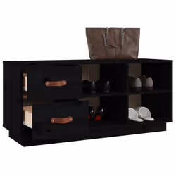 vidaXL Solid Wood Pine Shoe Bench Shoe Storage Cabinet Unit Rack Multi Colours - black - Additional view 4