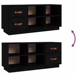 vidaXL Solid Wood Pine Shoe Bench Shoe Storage Cabinet Unit Rack Multi Colours - black - Additional view 8