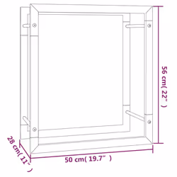 vidaXL Firewood Rack Storage Log Holder Log Store Wood Pile Storage Steel - 50 x 28 x 56 cm - Additional view 4