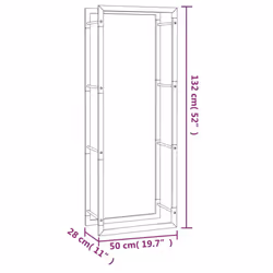 vidaXL Firewood Rack Storage Log Holder Log Store Wood Pile Storage Steel - 50 x 28 x 132 cm - Additional view 4