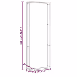 vidaXL Firewood Rack Storage Log Holder Log Store Wood Pile Storage Steel - 110 x 28 x 312 cm