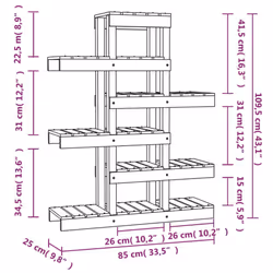 vidaXL Solid Wood Pine Plant Stand Planter Holder Shelf Multi Colours/Sizes - Brown, 85 x 25 x 109.5 cm - Additional view 7