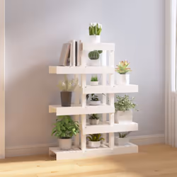 vidaXL Solid Wood Pine Plant Stand Planter Holder Shelf Multi Colours/Sizes - White, 85 x 25 x 109.5 cm