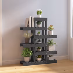 vidaXL Solid Wood Pine Plant Stand Planter Holder Shelf Multi Colours/Sizes - Grey, 85 x 25 x 109.5 cm
