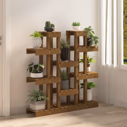 vidaXL Solid Wood Pine Plant Stand Planter Holder Shelf Multi Colours/Sizes - Honey brown, 104.5 x 25 x 109.5 cm