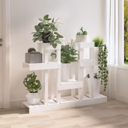 vidaXL Solid Wood Pine Plant Stand Planter Holder Shelf Multi Colours/Sizes - White