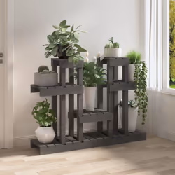 vidaXL Solid Wood Pine Plant Stand Planter Holder Shelf Multi Colours/Sizes - Grey