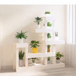 vidaXL Solid Wood Pine Plant Stand Planter Holder Shelf Multi Colours/Sizes - White, 92 x 25 x 97 cm