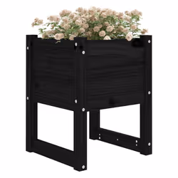 vidaXL 1/2x Solid Wood Pine Planter Raised Bed Flower Box Multi Colours/Sizes - Black, 40 x 40 x 52.5 cm/2 - Additional view 2