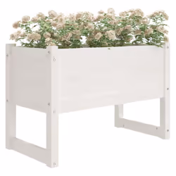 vidaXL 1/2x Solid Wood Pine Planter Raised Bed Flower Box Multi Colours/Sizes - White, 78 x 40 x 52 cm - Additional view 2