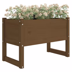 vidaXL 1/2x Solid Wood Pine Planter Raised Bed Flower Box Multi Colours/Sizes - Honey brown, 78 x 40 x 52 cm - Additional view 2