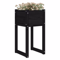 vidaXL 1/2x Solid Wood Pine Planter Raised Bed Flower Box Multi Colours/Sizes - Black, 40 x 40 x 81 cm/2 - Additional view 2