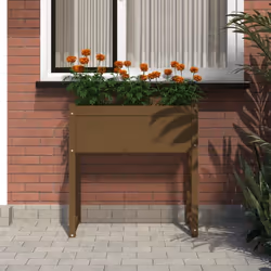 vidaXL Solid Wood Pine Planter Wooden Raised Bed Flower Box Multi Colours - Honey brown