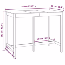 vidaXL Solid Wood Pine Bar Table Wooden Dinner Table Multi Colours Multi Sizes - Honey brown - Additional view 6