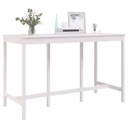 vidaXL Solid Wood Pine Bar Table Wooden Dinner Table Multi Colours Multi Sizes - White, 180 x 80 x 110 cm - Additional view 4