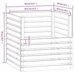 vidaXL Solid Wood Pine Composter Multi Colours 100x100x102 cm/80x80x78 cm - White, 80 x 80 x 78 cm - Additional view 7